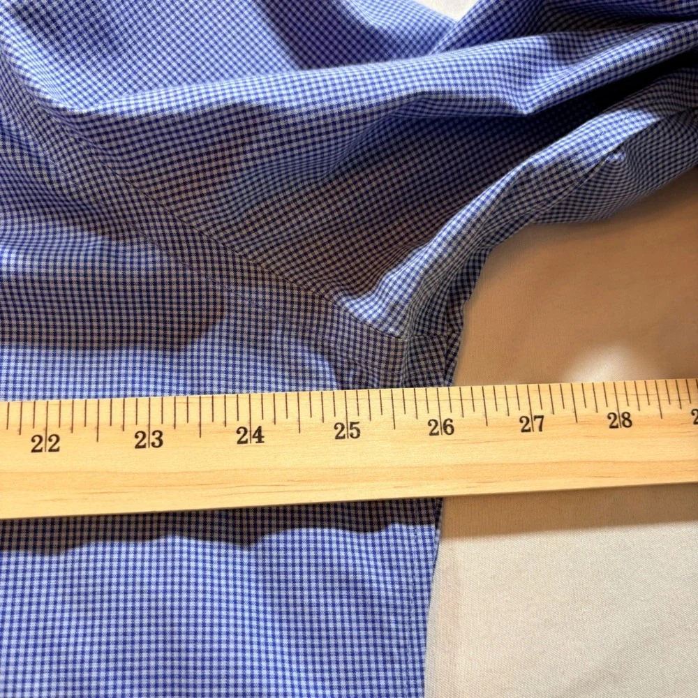 Banana Republic Dress Shirt Mens XXL Grant Slim Fit Blue Gingham Non-Iron Cotton
